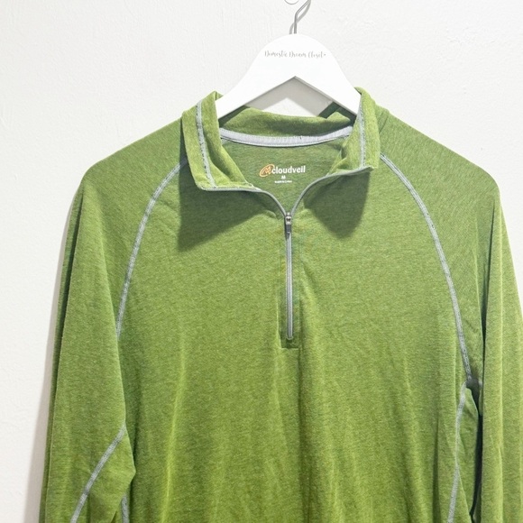 CLOUDVEIL Men’s Green Base Layer 1/4 Zip Long Sleeve High Neck Pullover Shirt M - Picture 3 of 7